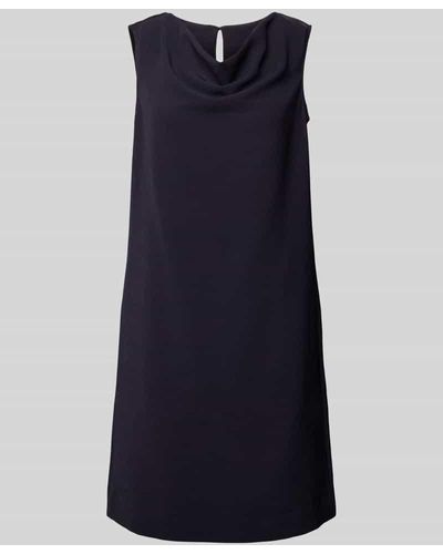 Comma, Knielanges Kleid mit Wasserfall-Ausschnitt - Blau