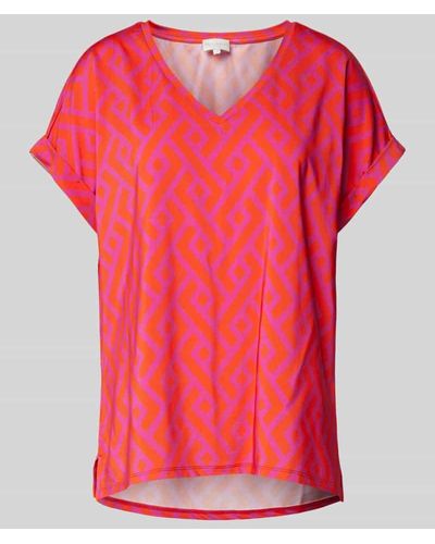 Milano Italy T-Shirt mit V-Ausschnitt - Pink