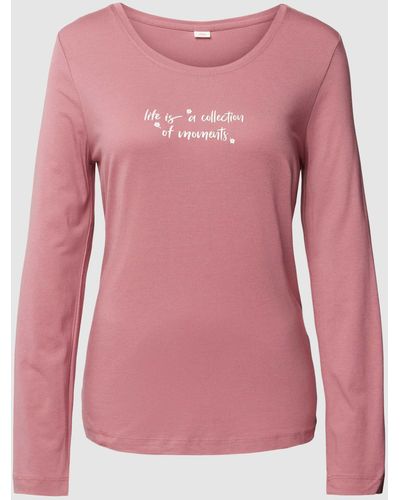 S.oliver Shirt Met Lange Mouwen En Statementprint - Roze