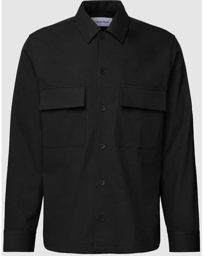 Calvin Klein Hemdjacke mit Brusttaschen - Schwarz