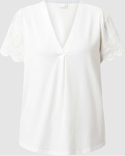 Numph T-Shirt mit Spitze Modell 'Nuantonie' - Weiß