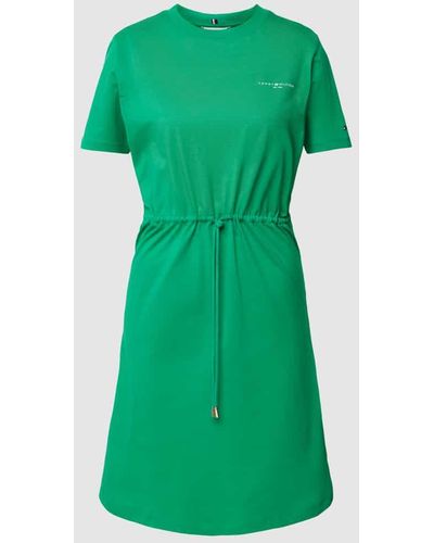 Tommy Hilfiger Knielanges Kleid mit Label-Schriftzug - Grün