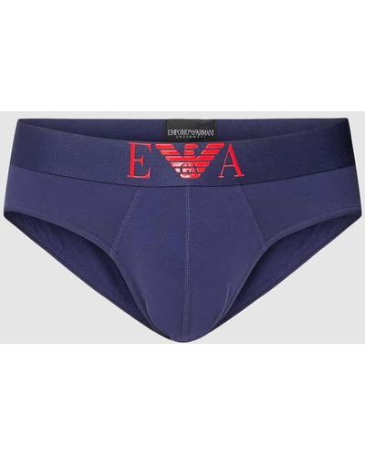 Emporio Armani Slip mit Label-Print Modell 'SHINY BIG LOGO' - Blau