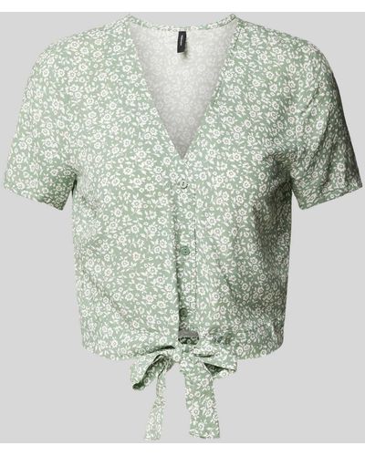 Vero Moda Blusenshirt aus Viskose mit Knotendetail Modell 'EASY JOY' - Grün