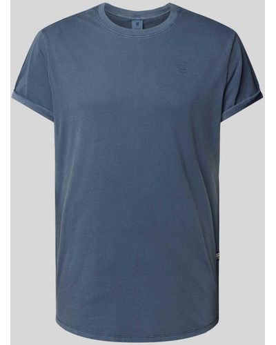 G-Star RAW T-Shirt mit Label-Detail Modell 'Lash' - Blau