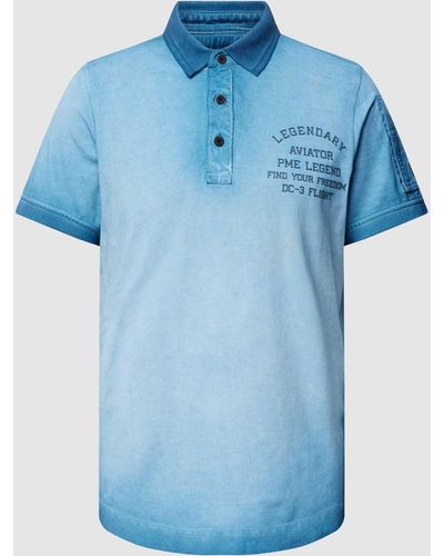 PME LEGEND Poloshirt aus reiner Baumwolle im Washed-Out-Look - Blau
