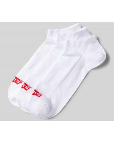 Levi's Socken mit Label-Detail Modell 'LOW CUT BATWING LOGO' im 3er-Pack - Weiß