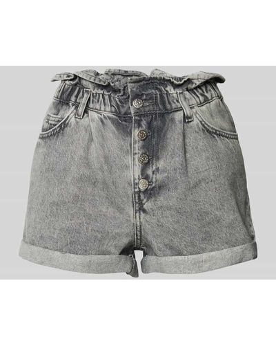 ONLY Regular Fit Paperbag-Shorts mit Knopfleiste Modell 'CUBA LIFE' - Grau