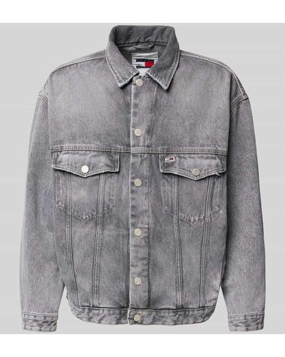 Tommy Hilfiger Oversized Jeansjacke mit Label-Stitching Modell 'AIDEN' - Grau