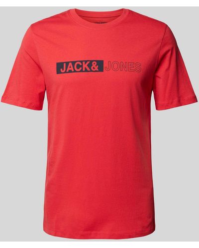Jack & Jones T-Shirt mit Label-Print Modell 'NEO' - Rot