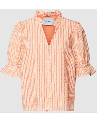 Minus Overhemdblouse Met Streepmotief - Oranje
