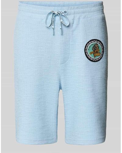 carlo colucci Regular Fit Shorts mit Label-Patch - Blau