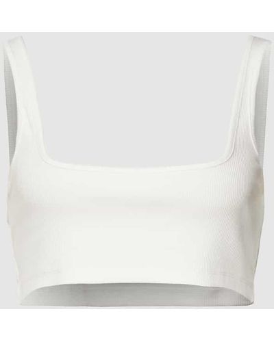Calvin Klein Bralette mit Leder-Patch - Weiß