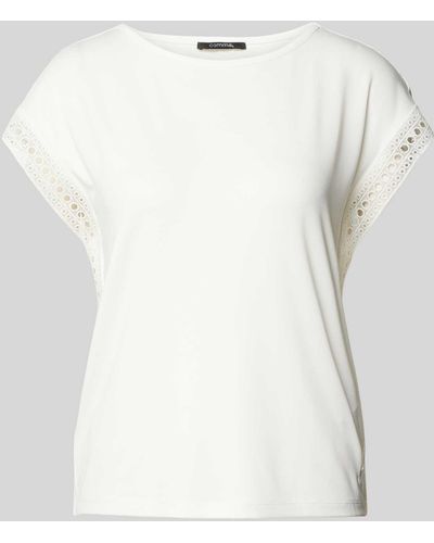 Comma, T-Shirt mit Lochstickerei - Weiß