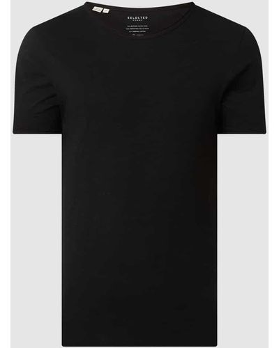 SELECTED T-Shirt mit Rundhalsausschnitt Modell 'Morgan' - Schwarz