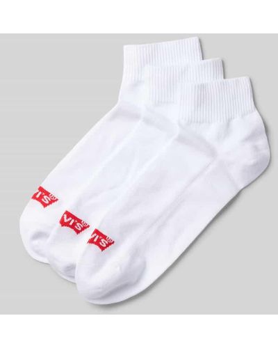 Levi's Socken mit Label-Detail Modell 'MID CUT BATWING LOGO' im 3er-Pack - Weiß