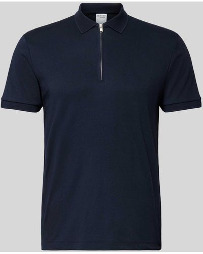 SELECTED Regular Fit Poloshirt Met Ritssluiting - Blauw