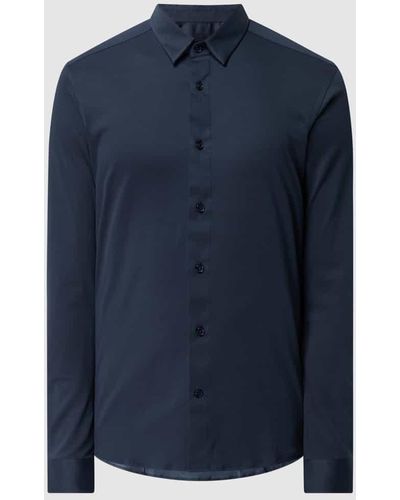 Mos Mosh Slim Fit Business-Hemd mit Stretch-Anteil Modell 'Manny' - Blau