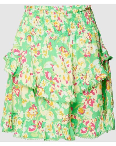 Y.A.S Minirok Van Viscose Met All-over Bloemenmotief - Groen