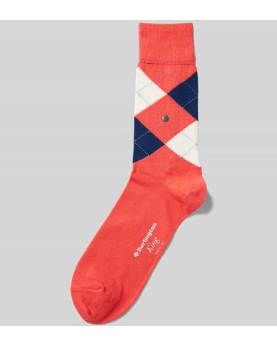 Burlington Socken mit grafischem Muster Modell 'KING' - Rot