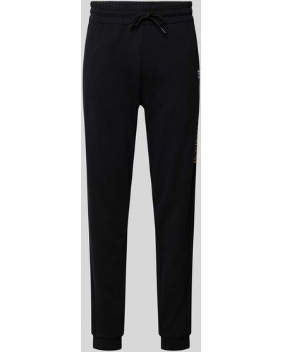 EA7 Regular Fit Sweatpants Met Labelprint - Zwart