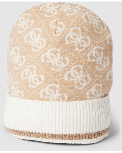 Guess Beanie mit Allover-Logo-Muster - Natur