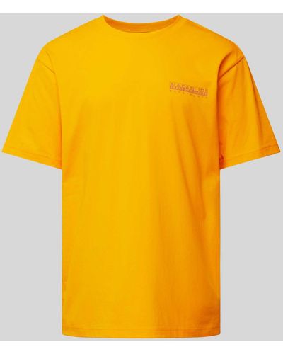 Napapijri Oversized T-Shirt mit Label-Print - Gelb