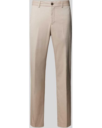 SELECTED Slim Fit Anzughose mit Knopf- und Reißverschluss - Natur