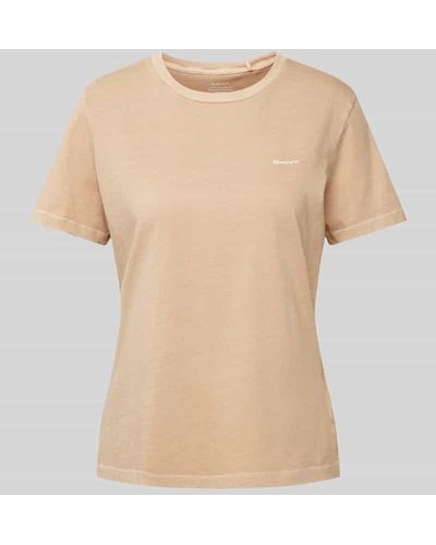 GANT T-Shirt mit Label-Stitching - Natur