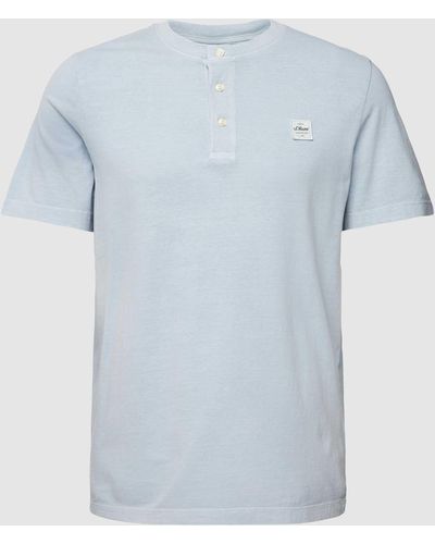 S.oliver T-shirt Met Korte Knoopsluiting - Blauw