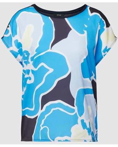 Opus T-Shirt mit Allover-Muster Modell 'Sintenso' - Blau