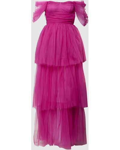 LACE & BEADS Abendkleid im Off-Shoulder-Design - Pink