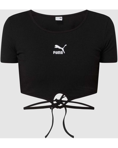 PUMA PERFORMANCE Cropped T-Shirt mit Logo-Stickerei - Schwarz