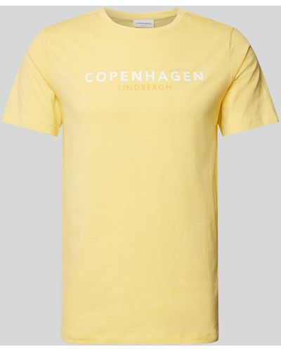 Lindbergh T-Shirt mit Label-Print Modell 'Copenhagen' - Gelb