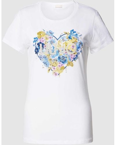 Liu Jo T-shirt Met Label- En Motiefprint - Wit