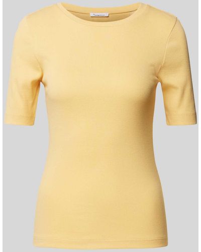 Knowledge Cotton T-Shirt mit Rundhalsausschnitt - Gelb