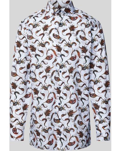 Olymp Modern Fit Zakelijk Overhemd Met Paisleymotief - Wit