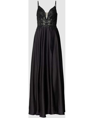 Luxuar Abendkleid mit Ziersteinbesatz - Schwarz