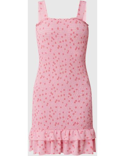 Pieces Mini-jurk Met Bloemenmotief - Roze