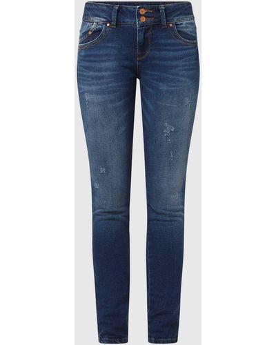 LTB Super Slim Fit Mid Rise Jeans Met Stretch - Blauw