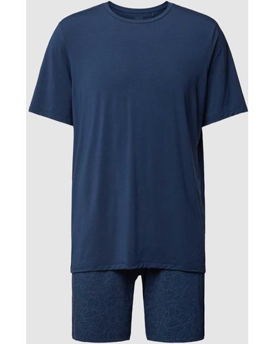Schiesser Pyjama Met Ronde Hals - Blauw