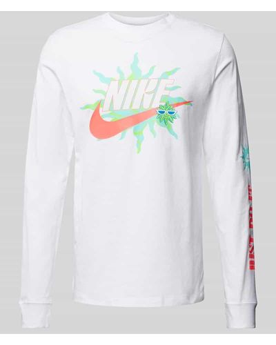 Nike Longsleeve mit Label-Print - Weiß