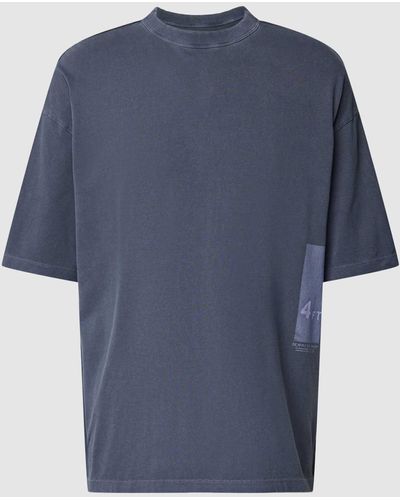 Tom Tailor Oversized T-Shirt mit Label-Print Modell 'overdye' - Blau
