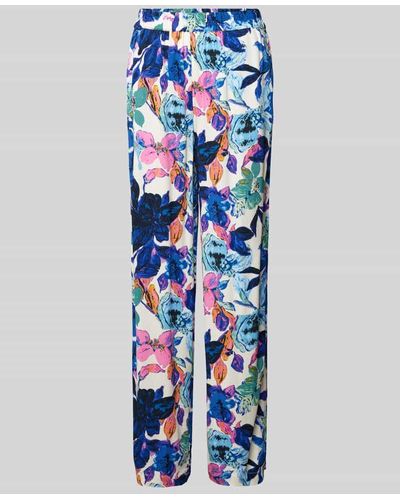 Y.A.S Stoffhose aus Viskose mit floralem Muster Modell 'ALARA' - Blau