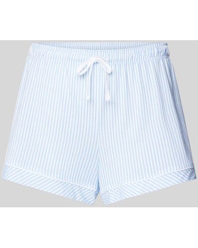 S.oliver Pyjama-Shorts aus Baumwoll-Viskose-Mix mit Streifenmuster - Blau