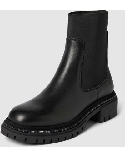 Inuovo Chelsea Boots aus Leder mit Strasssteinbesatz - Schwarz