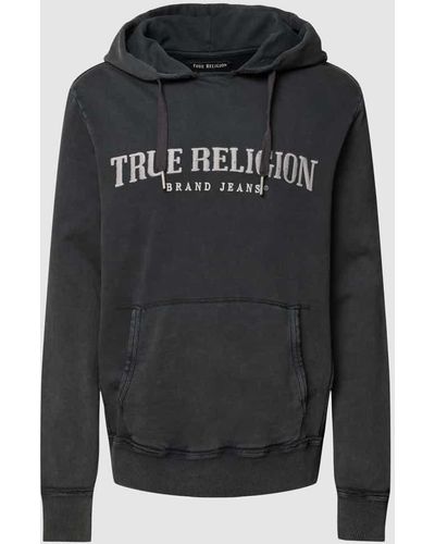 True Religion Hoodie mit Label-Stitching Modell 'EMBRO + DIR' - Schwarz