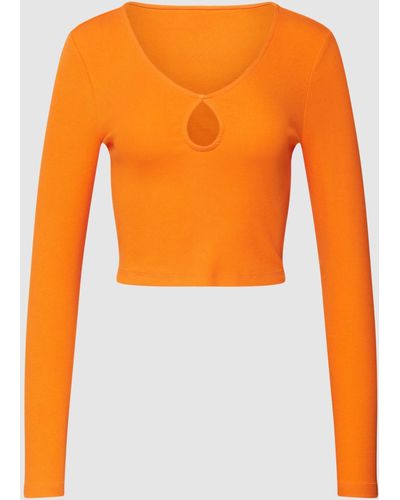 ONLY Crop Top mit Schlüsselloch-Ausschnitt Modell 'NULAN' - Orange