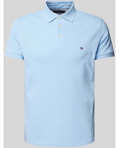 Tommy Hilfiger Slim Fit Poloshirt mit Logo-Stitching - Blau