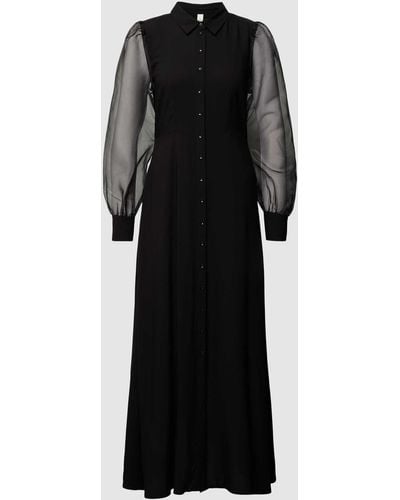 Y.A.S Maxi-jurk Met Semi-transparante Ballonmouwen - Zwart